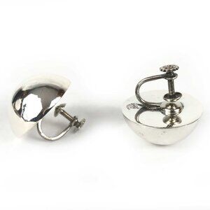 Dome Sterling Silver 925 Screwback Earrings 7/8" Made in Mexico Pre-Owned